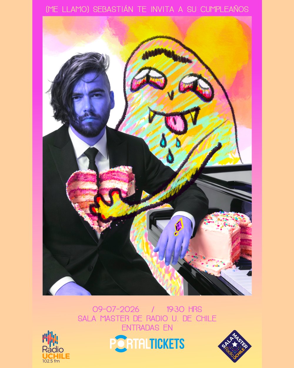 (ME LLAMO) SEBASTIÁN TE INVITA A SU CUMPLEAÑOS EN SALA MASTER Jueves 9 de julio 2026, 19:30