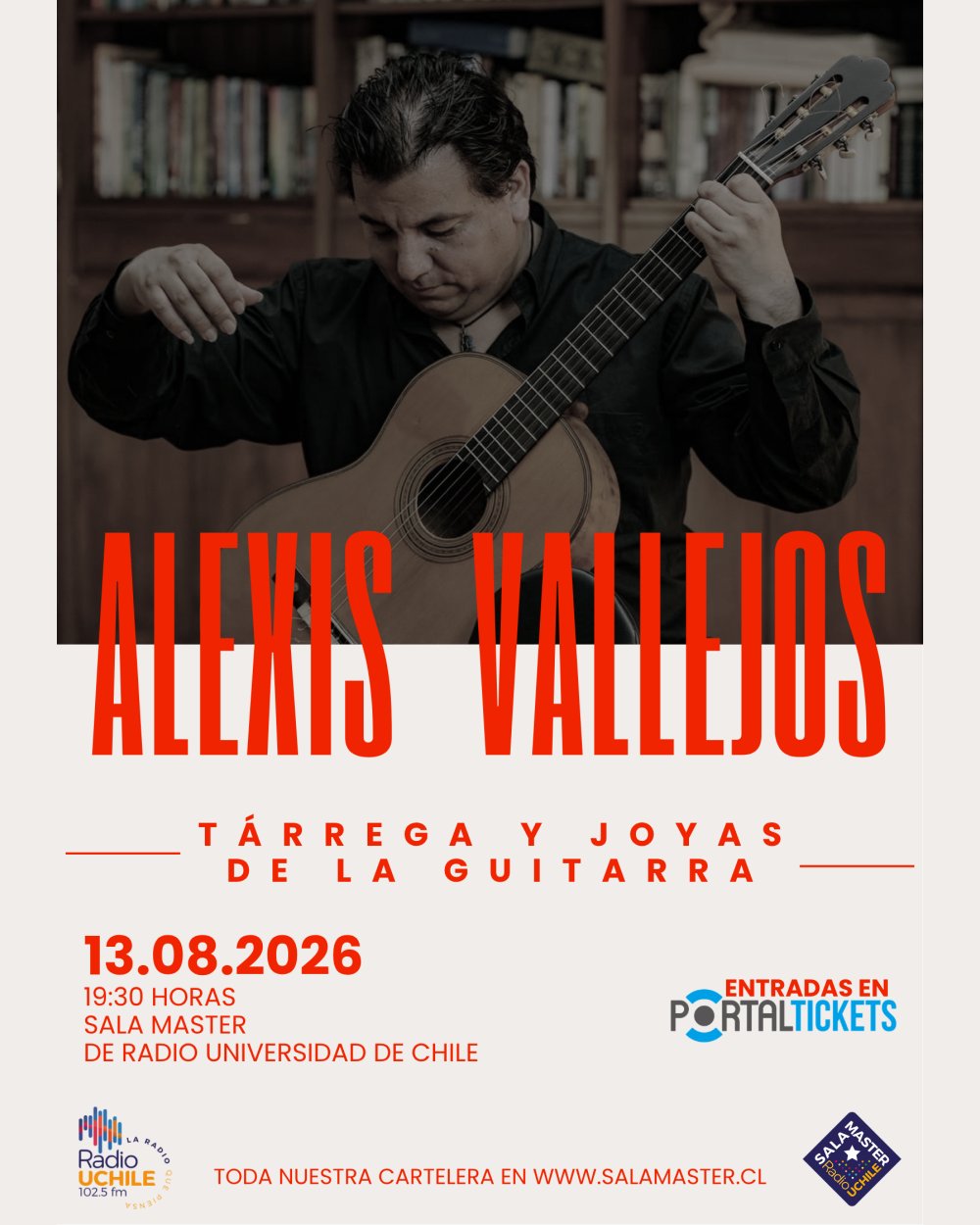 TÁRREGA Y JOYAS DE LA GUITARRA: ALEXIS VALLEJOS EN SALA MASTER