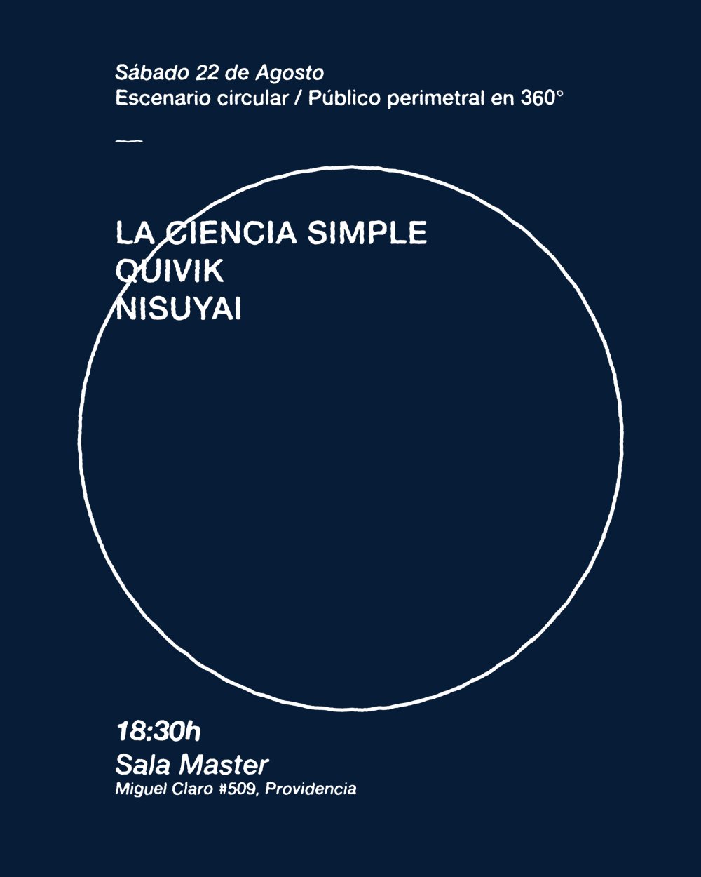 ESCENARIO CIRCULAR: LA CIENCIA SIMPLE + QUIVIK + NISUYAI EN SALA MASTER